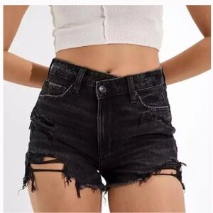 American Eagle Black Distressed Jean Shorts